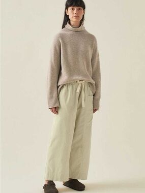 Toast Womens Drop Crotch Cord Pants. Organic Cord Pull On Trouser in Limestone